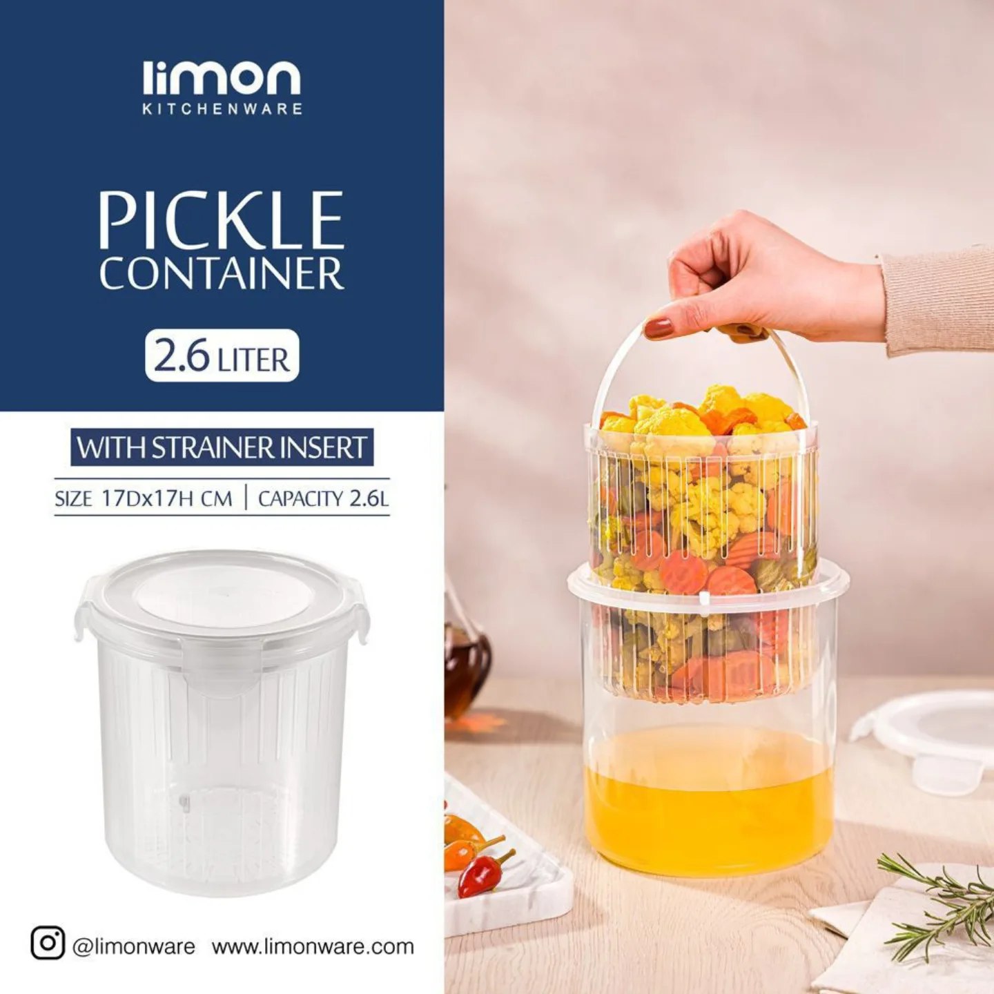 ظرف نگهدارنده زیتون و خیارشور ۲.۶ لیتر لیمون کد ۲۴۲۸