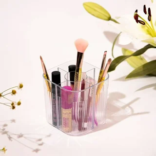 استند لوازم آرایشی و جای برس دنزی - ارگانایزر رومیزی شفاف ۵ خانه