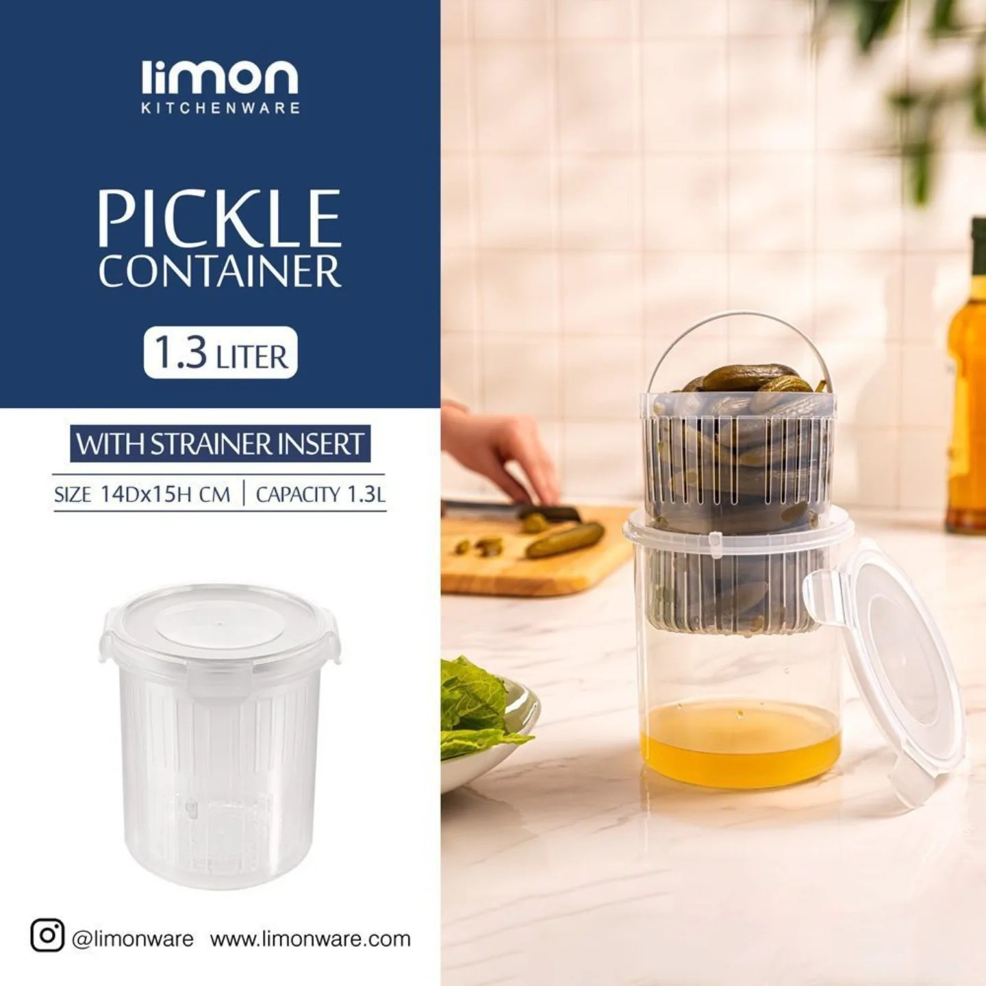 ظرف نگهدارنده زیتون و خیارشور ۱.۳ لیتر لیمون کد 2429